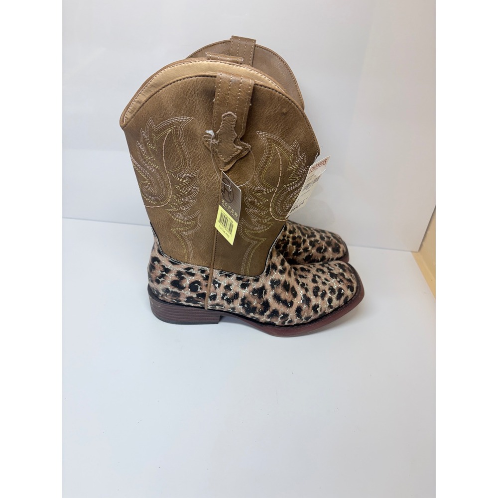 Roper Girls 3 Leopard Gold Glitter Square Toe Cowboy Boots 09-018-1901-2800 3